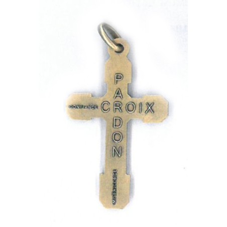 Croix Du Pardon Plaqué Argent 5 Microns – Dimensions 42x26 Mm – Sacramentel Catholique Avec Inscriptions