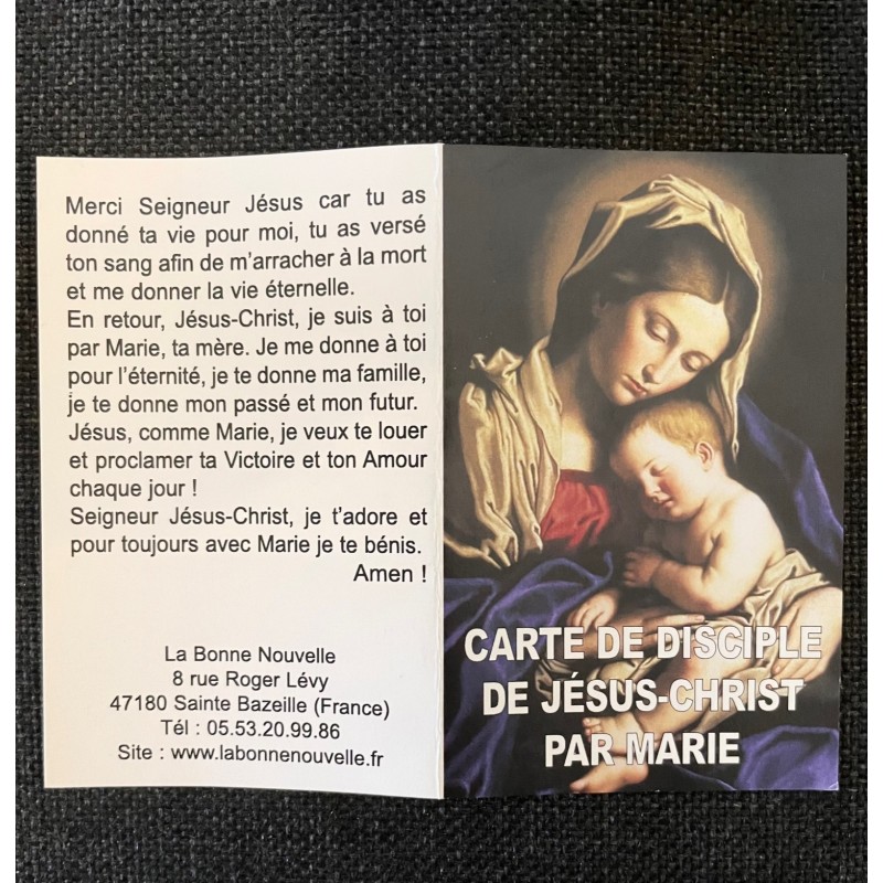 Carte de disciple de Jésus par Marie