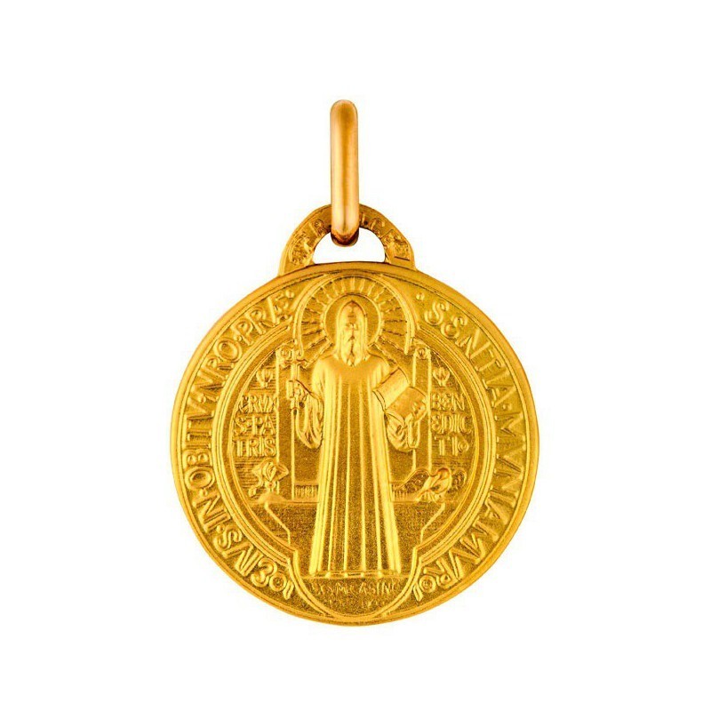 Médaille de saint Benoit Plaqué OR & Argent Massif