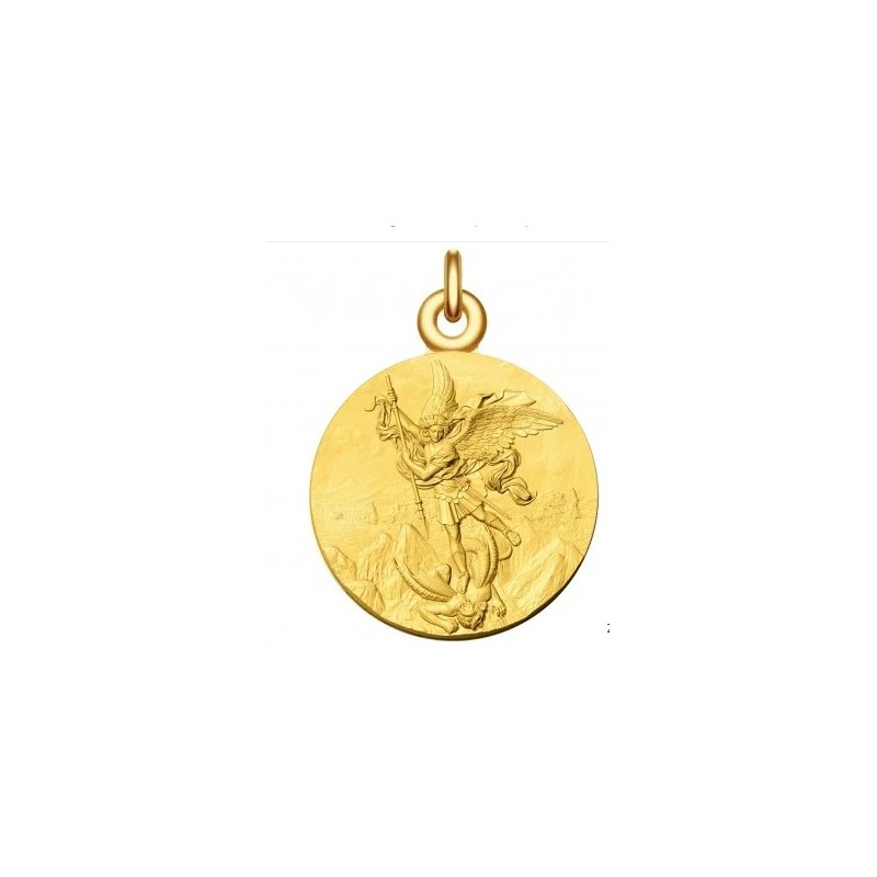 Médaille de saint Michel archange Plaqué OR & Argent Massif
